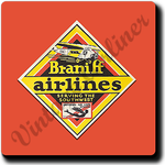 Braniff Airlines Original Bag Sticker Square Coaster