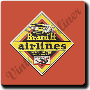 Braniff Airlines Original Bag Sticker Square Coaster