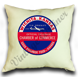 Braniff International Wichita Kansas Chamber Linen Pillow Case Cover