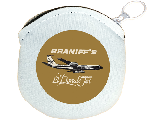 Braniff International Airways Golden El Dorado Jets Round Coin Purse