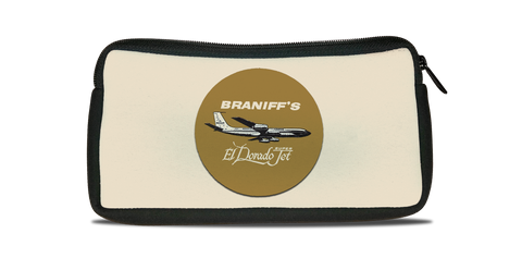 Braniff International Airways Golden El Dorado Jets Bag Sticker Travel Pouch