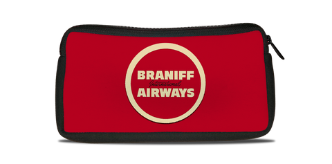 Braniff Airways Red Logo Bag Sticker Travel Pouch