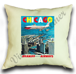 Braniff Airways Chicago 707 Linen Pillow Case Cover