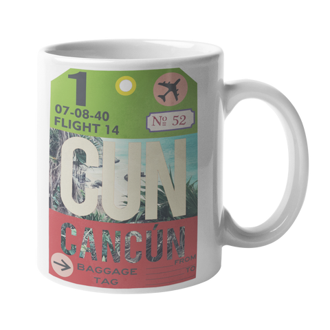 Cancun Baggage Tag Art Coffee Mug