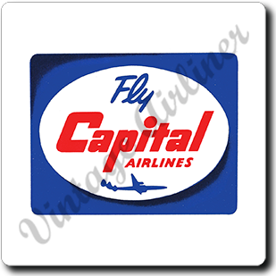 Capital Airlines 1950's Vintage Square Coaster