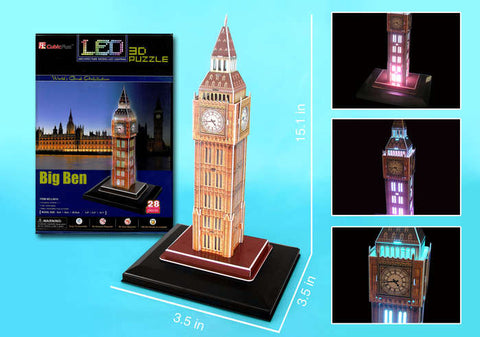 Big Ben 3D Puzzle With Base & Lights 28 Pieces