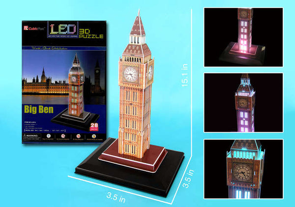 Big Ben 3D Puzzle With Base & Lights 28 Pieces – Airline