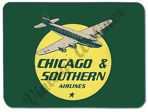 Chicago & Southern Airlines 1940's Timetable Cover Glass Cutting Board