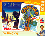 Chicago TWA Travel Poster Double Sided Puzzle by New York Puzzle Company - (500 pieces)