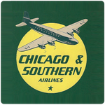 Chicago & Southern Airlines 1940's Timetable Square Coaster