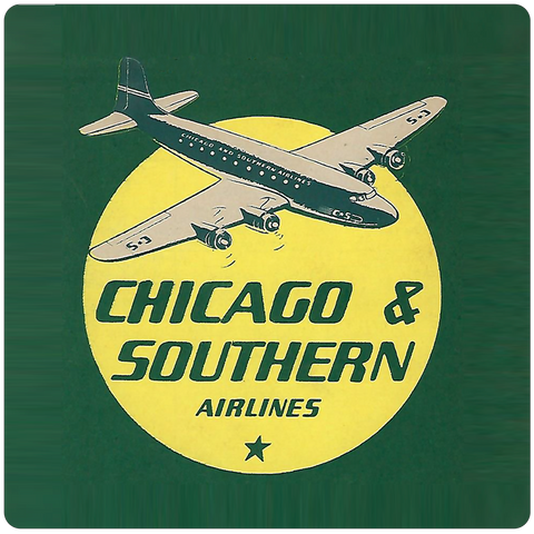 Chicago & Southern Airlines 1940's Timetable Square Coaster