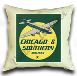 Chicago & Southern Airlines 1940's Linen Pillow Case Cover