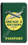 Chicago & Southern Air Lines 1940's Timetable Cover Passport Case