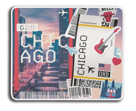 Ticket To Chicago Collage MousePad