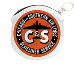Chicago & Southern Air Lines Vintage Bag Sticker Round Coin Purse