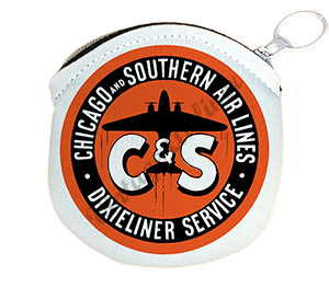 Chicago & Southern Air Lines Vintage Bag Sticker Round Coin Purse