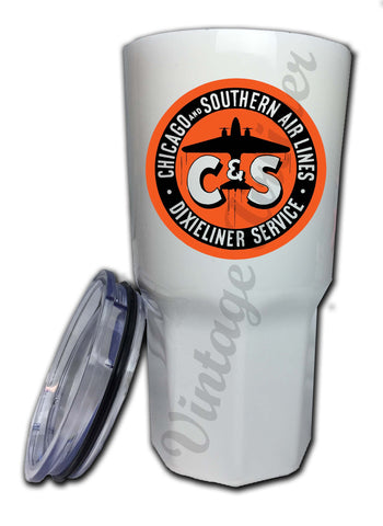 Chicago & Southern Airlines 1940's Bag Sticker Tumbler
