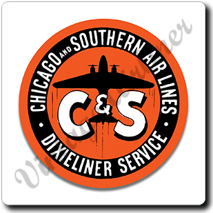 Chicago & Southern Airlines Vintage White Square Coaster