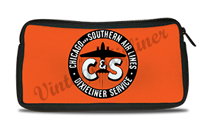 Chicago & Southern Air Lines Vintage 1940's Bag Sticker Travel Pouch