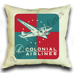 Colonial Airlines Vintage Bag Sticker Linen Pillow Case Cover