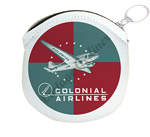 Colonial Airlines 1940's Vintage Bag Sticker Round Coin Purse