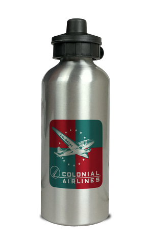 Colonial Airlines Vintage 1940's Aluminum Water Bottle
