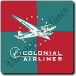 Colonial Airlines Bag Sticker Square Coaster