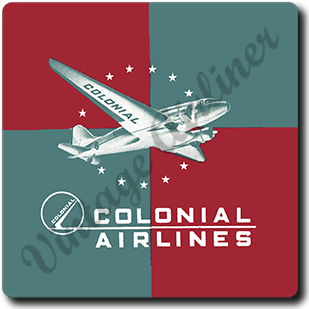 Colonial Airlines Bag Sticker Square Coaster