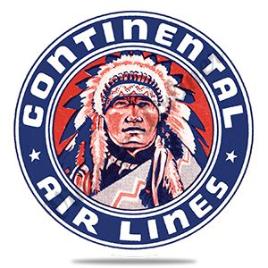 Continental Airlines Indian Chief Bag Sticker Round Coaster
