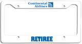 Continental Airlines Retiree - License Plate Frame - Last Logo Globe Version