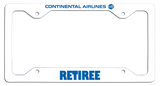 Continental Airlines Retiree - License Plate Frame - Meatball Logo Version