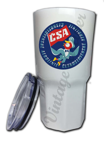 Czech Airlines  (CSA) 1950's Vintage Bag Sticker Tumbler