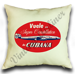 Cubana Airlines 1950's Vintage Bag Sticker Linen Pillow Case Cover