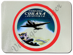 Cubana Airlines 1930's Vintage Bag Sticker Glass Cutting Board