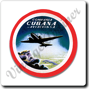 Cubana Airlines Vintage Bag Sticker Round Coaster