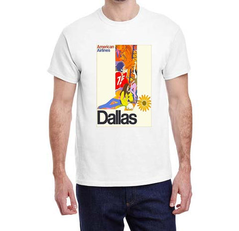 Vintage American Airlines Dallas Travel Poster T-shirt