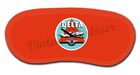 Delta Air Lines Vintage 1950's Light Blue Bag Sticker Sleep Mask