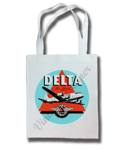 Delta Air Lines Vintage 1950's Light Blue Tote Bag