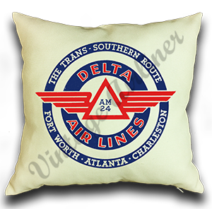 Delta Air Lines Trans-Southern Route Bag Sticker Linen Pillow Case Cover
