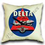 Delta Air Lines 1950's Dark Blue Bag Sticker Linen Pillow Case Cover