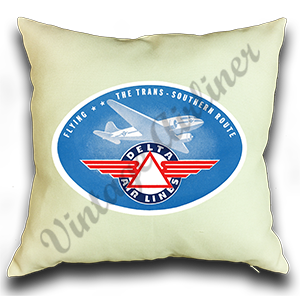 Delta Air Lines 1930's Vintage Bag Sticker Linen Pillow Case Cover