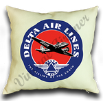 Delta Air Lines 1940's Vintage Bag Sticker Linen Pillow Case Cover