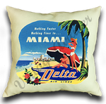 Delta Air Lines Miami Bag Sticker Linen Pillow Case Cover