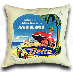 Delta Air Lines Miami Bag Sticker Linen Pillow Case Cover
