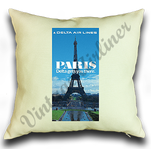 Delta Air Lines Paris Timetable Cover Linen Pillow Case Cover