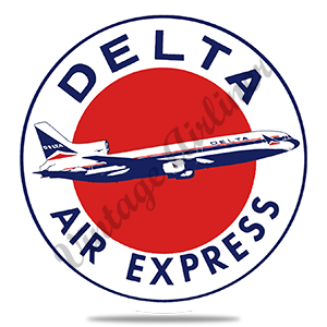 Delta Air Lines Air Express Vintage Bag Sticker Round Coaster