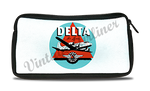 Delta Air Lines Vintage 1950's Light Blue Bag Sticker Travel Pouch