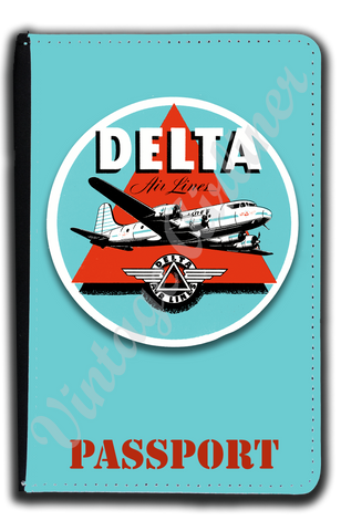 Delta Air Lines 1950's Light Blue Bag Sticker Passport Case