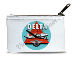 Delta Air Lines Vintage 1950's Light Blue Bag Sticker Rectangular Coin Purse