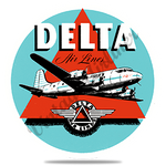 Delta Air Lines Vintage 1950's Light Blue Round Coaster